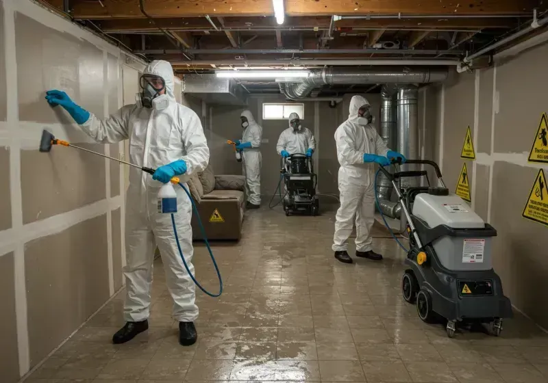 Basement Moisture Removal and Structural Drying process in West Boylston, MA